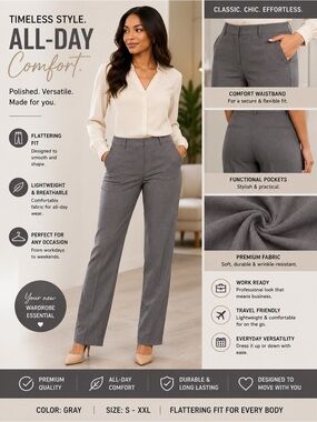 DKNY Gray Tailored Women's Trousers — Straight Leg Work Pants